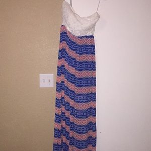 White lace and Aztec print dress